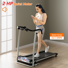 Costway Cardio Machines Costway 2 HP Up to 7.5MPH Folding Treadmill Motorized Running Machine 49" x 23.5" x 38.5" L x W x H Black