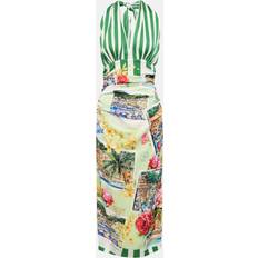 Dolce & Gabbana Portofino halterneck silk-blend midi dress multicoloured