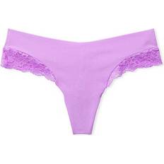 Purple - Women Panties Victoria's Secret No-Show Lace-Trim Thong Panty, Purple, Women's Panties Victoria's Secret