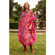 Men - Multicolored Dresses Trina Turk Women's Neena Feather-Trim Caftan Radio City Rose Multi Radio City Rose Multi