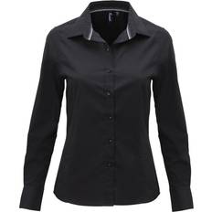 S Blouses Premier L, Black Womens/Ladies Long Sleeve Fitted Friday Shirt One