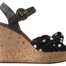 Dolce & Gabbana Heels & Pumps Dolce & Gabbana Black Wedges Polka Ankle Strap Shoes Sandals EU37.5/US7