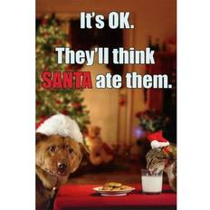 Animal Cards & Invitations Nobleworks Nobleworks Dog and Cat Eating Santa s Cookies Humorous Funny Christmas Card