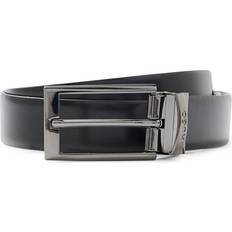 Bronze - Men Accessories HUGO Reversible Leather Belt With Branded Keeper - Black