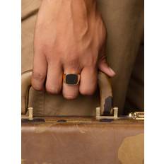 Nialaya Smykker Nialaya Men's Gold Plated Signet Ring With Onyx Ringe hos Magasin Gold