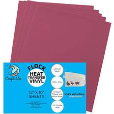 Craftables Pink Flocked HTV Craft Vinyl Flock Heat Transfer Vinyl for Cricut and Silhouette Cameo 12" x 9.8" 5 Sheets