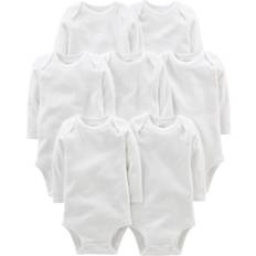 Carter's Simple Joys by carters Unisex Babies Long-Sleeve Bodysuit, Pack of 7, White, Newborn