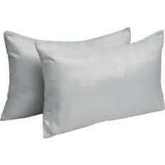 Textiles Brentfords Satin Stripe 2 X Small Bolster Cushion Covers, X Grey