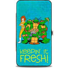 Wallets & Key Holders Nickelodeon Nickelodeon adults Buckle-down Hinge Classic Tmnt April Group/Keepin' It Fresh + Logo Blues Wallet, Ninja Turtles, 7