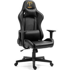 Gaming Chairs Inbox Zero Inbox Zero Gaming Chair w/ Zodiac Star Sign Poker Crown Poker Logo Zodiac Aries Sign Adjustable Reclining Ergonomic Foam Padding Swivel PC Game Chair Foam Padding Black