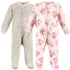 Leopard Jumpsuits Children's Clothing Hudson Baby Unisex Baby Premium Quilted Zipper Sleep and Play, Blush Rose Leopard, 3-6 Months