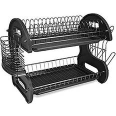 Home Basics Plastic 2-Tier Air Organizing Dish Drainer