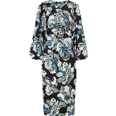 By Malina Kjole Wrap Detailed Midi Dress Blå