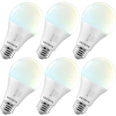 Luxrite 100-Watt Equivalent A19 Dimmable E26 LED Light Bulb, 5CCT Selectable 2700K 5000K, 1600 Lumens, 15-Watt 6-Pack