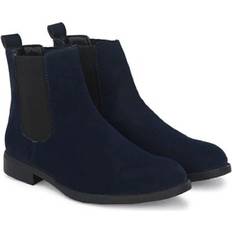 Blue - Men Chelsea Boots MADDEN Mens Navy Cushioned Goring Maxxin Round Toe Block Heel Chelsea