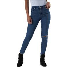 Pieces Woman Trousers Pieces Lili Slim Mw Cr Pantalones - Dest Blue