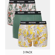 Guld Kalsonger Only & Sons – Khakifärgade, blommiga boxershorts, 3-pack-Grön/a