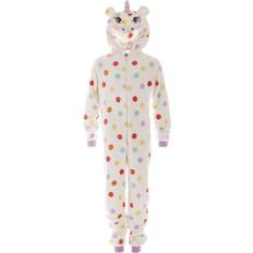 S Jumpsuits Children's Clothing Camille Supersoft Unicorn Mulitcoloured Polka Dot Hooded All In One Onesie White 6-8 Years