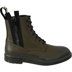 Grønne - Herre Snørestøvler Dolce & Gabbana Green Leather Boots Zipper Mens Shoes EU39/US6