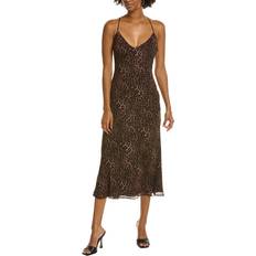 Brown - Slip Dresses Bardot Leopard Slip Midi Dress -