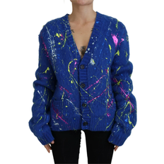 Dolce & Gabbana Blue Color Splash Mohair Cardigan Sweater IT40