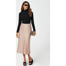 FS Collection Satin Midi Skirt In Light Brown