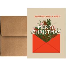 Red Cards & Invitations Paper Frenzy Red Envelope Greetings Christmas Holiday Cards with Kraft Envelopes 25 pack