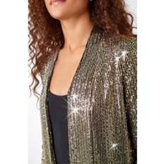 Bronze Outerwear Roman Longline Sequin Stretch Jacket in Bronze