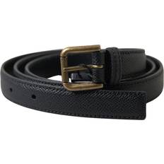 Dolce & Gabbana Black Leather Gold Metal Buckle Men Belt