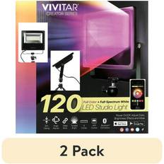 Vivitar 2 pack Vivitar LED On-Camera Studio Light with 120 LEDs Built-In Stand Wireless App-Enabled Controls Black