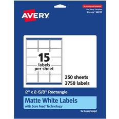 Office Supplies Avery Matte White Rectangle Labels 2 x 2-5/8