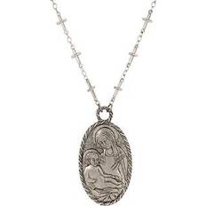 Children Necklaces Symbols of Faith Oval Madonna Child Necklace Silver Silver