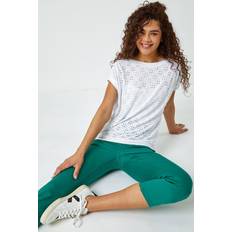 Green - Women Jeans Roman Cropped Stretch Denim Jegging in Green