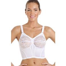 Camille Bras Camille Classic Non Wired Floral Lace Long Line Bra White