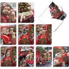 Red Cards & Invitations 20 Merry Christmas Note Cards with Envelopes 4 x 5.12 Red Truck Puppies Merry Christmas 10 Designs 2 Each AM3375XSG-B2x10