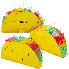 Piñatas Blue Panda Mini Taco Pinatas for Cinco de Mayo Party Decorations, Mexican Fiesta, Taco Tuesday 6 x 2 x 3 In, 3 Pack