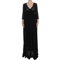 Long Dresses - Men Dolce & Gabbana Black Ricamo Knitted Full Length Maxi Women's Dress