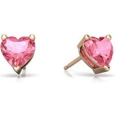 Quartz Jewelry 24k Rose Gold Plated Cttw Pink Sapphire Heart Stud Earrings