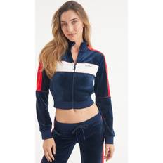 Juicy Couture Women Jackets Juicy Couture Cropped Colorblock Velour Track Jacket