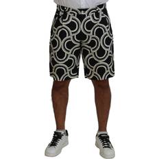 Linen - Unisex Jackets Dolce & Gabbana Black White Patterned Linen Bermuda Shorts IT48