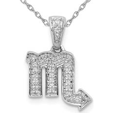 Jewelry 1/10 Carat ctw Diamond SCORPIO Charm Zodiac Astrology Pendant Necklace in 14K White Gold with Chain