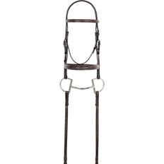 Full Reins Ovation Fancy Stitch Raised Padded Bridle Oversize Brown Smartpak