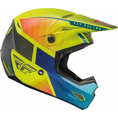 Accesorios de Motocicleta Fly Racing Casco de Cross Kinetic Drift Azul-Hi-Vis-Carbón