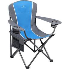 Camping & Outdoor Alpha Camp Oversized Folding Chair Padded Arm Chair with Holder Blue Grey