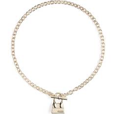 Jacquemus Gold Le Raphia 'Le Collier Chiquito Barre' Necklace 270 Light Gold UNI