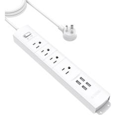 Electrical Accessories Trond TROND Power Strip Surge Protector with USB 6ft Long Extension Cord for 4 USB and 4 AC Outlets White