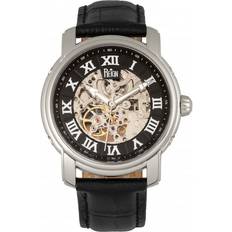 Kahn Automatic Skeleton Leather-Band Black One Size