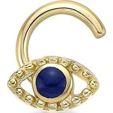 Unisex Piercings Lavari Jewelers Lila Moon 10k Gold Enamel Curved Evil Eye Nose Ring, Women's, Yellow