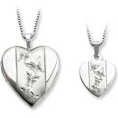 Jewelry Sets Kevin Jewelers Sterling Silver Butterfly Heart Locket & Pendant Set, Women's, 20MM, Multicolor