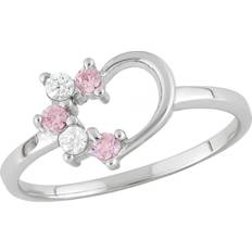 Children Rings Junior Jewels Cubic Zirconia Sterling Silver Heart Ring Kids, Women's, Pink